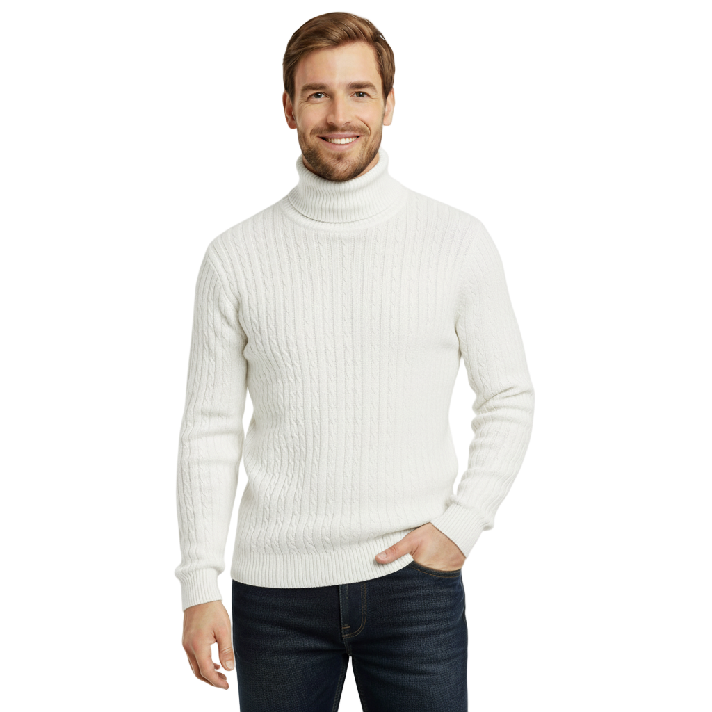 Suéter de Cuello Alto para Hombre - Color Sólido - Pullover Cálido de Invierno