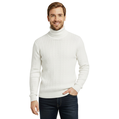 Suéter de Cuello Alto para Hombre - Color Sólido - Pullover Cálido de Invierno