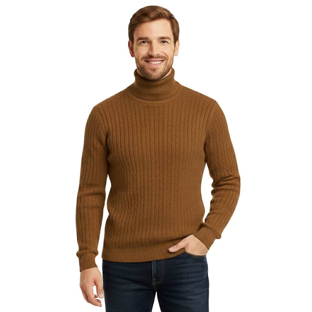 Suéter de Cuello Alto para Hombre - Color Sólido - Pullover Cálido de Invierno