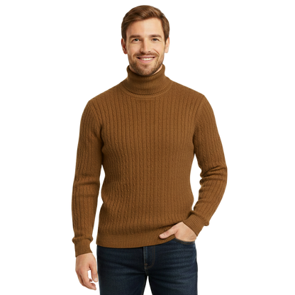 Suéter de Cuello Alto para Hombre - Color Sólido - Pullover Cálido de Invierno