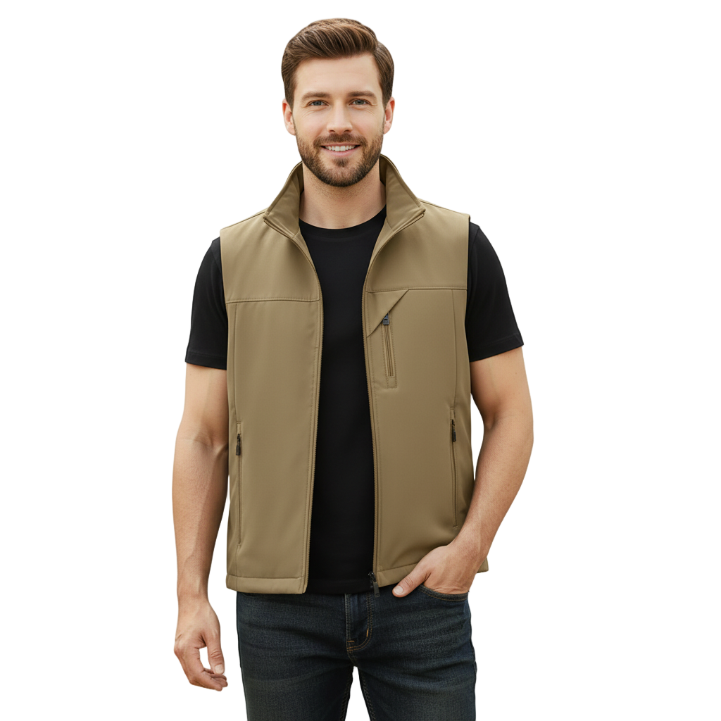 Chaleco Casual con Cuello en V para Hombre - Con Cierre y Bolsillos | Ligero para Capas
