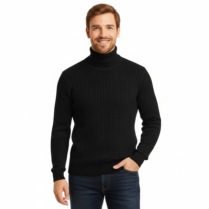 Suéter de Cuello Alto para Hombre - Color Sólido - Pullover Cálido de Invierno