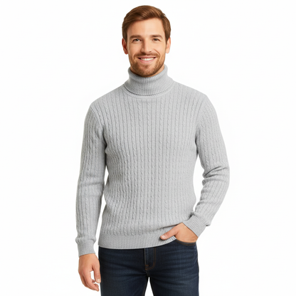 Suéter de Cuello Alto para Hombre - Color Sólido - Pullover Cálido de Invierno