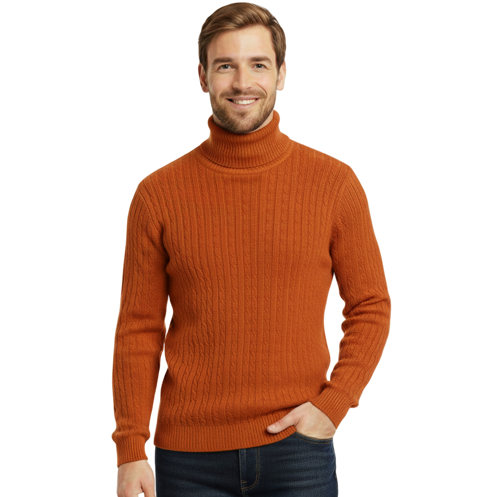 Suéter de Cuello Alto para Hombre - Color Sólido - Pullover Cálido de Invierno