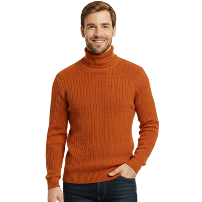 Suéter de Cuello Alto para Hombre - Color Sólido - Pullover Cálido de Invierno
