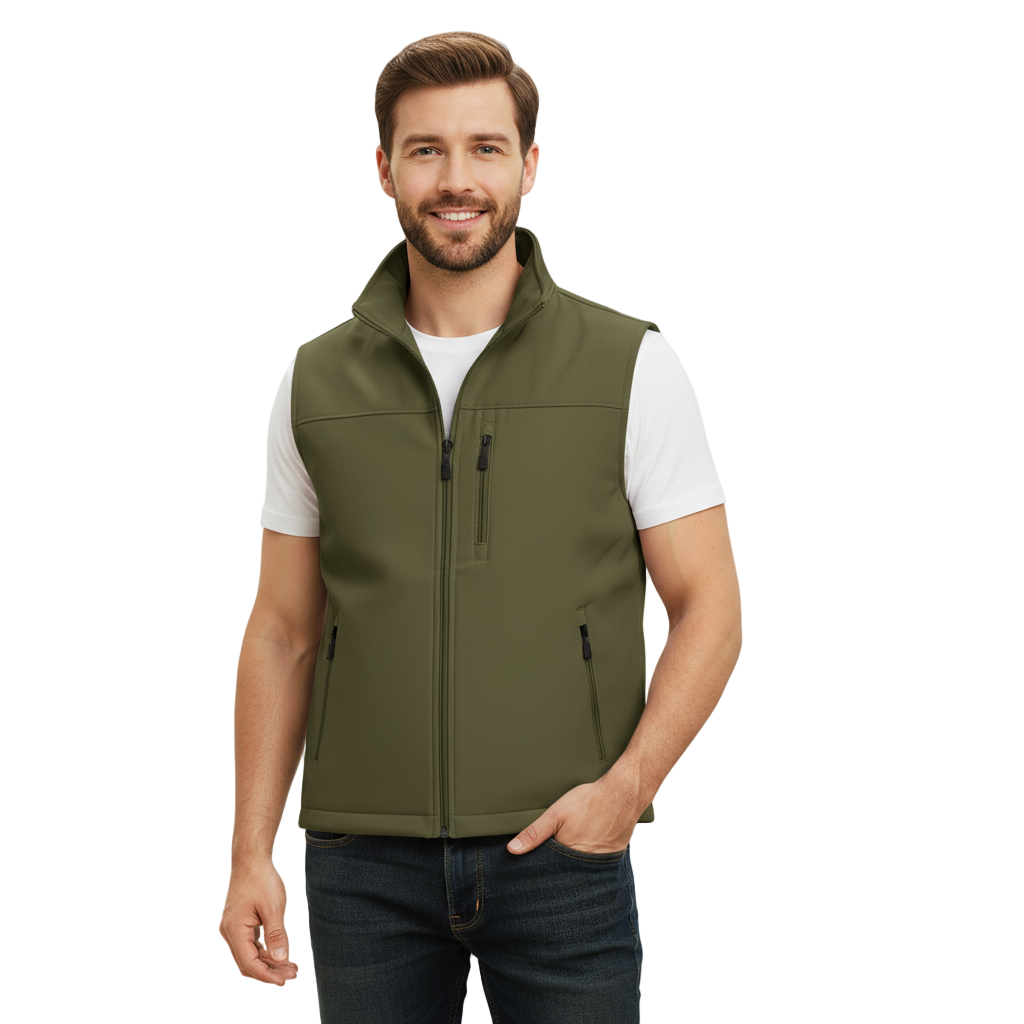 Chaleco Casual con Cuello en V para Hombre - Con Cierre y Bolsillos | Ligero para Capas