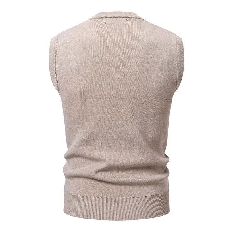 Chaleco de Punto sin Mangas con Cuello en V para Hombre - Pullover Clásico