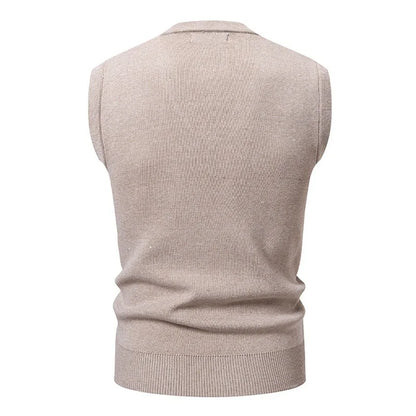 Chaleco de Punto sin Mangas con Cuello en V para Hombre - Pullover Clásico