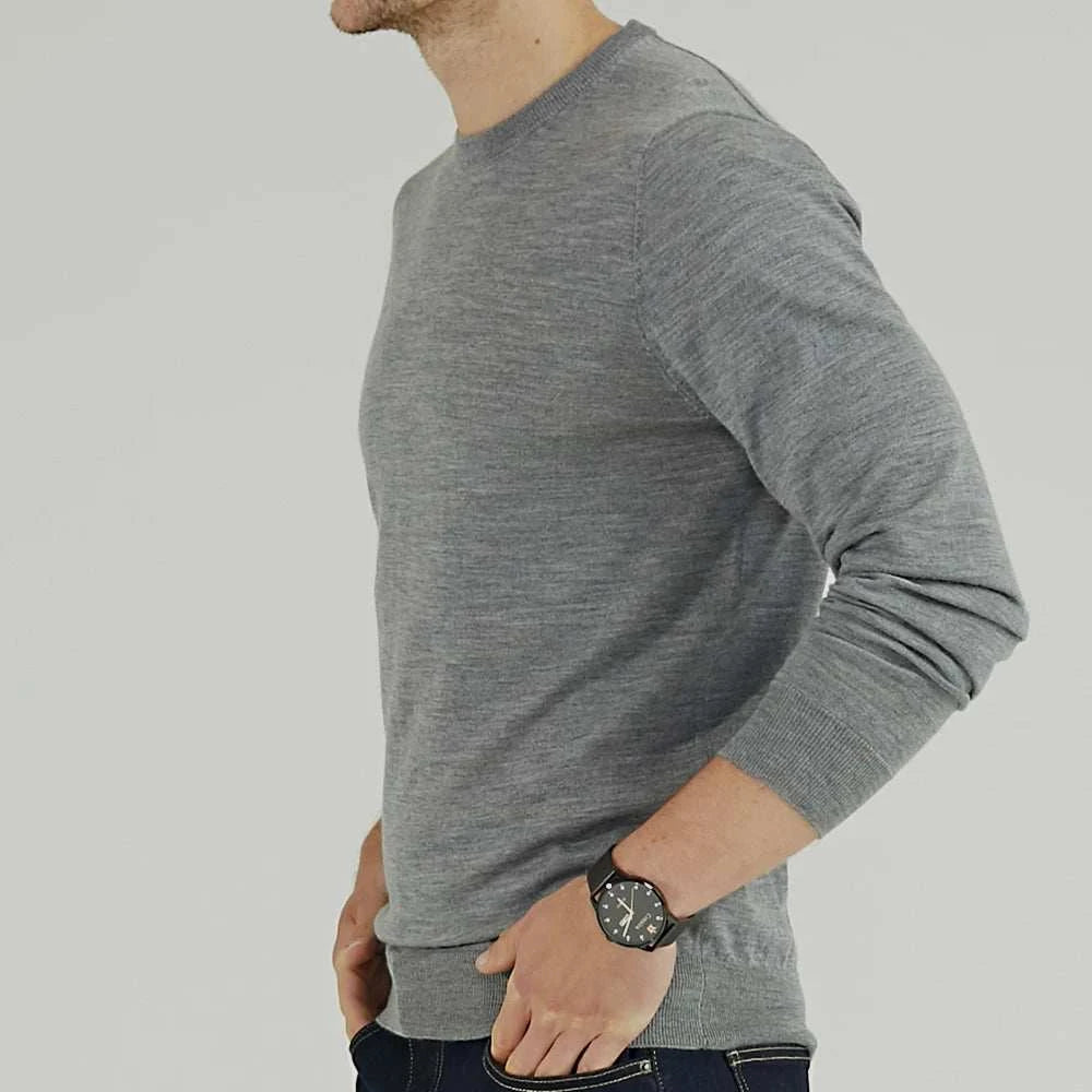 Suéter Pullover Premium de Lana Merino para Hombre - Cuello Redondo Invierno