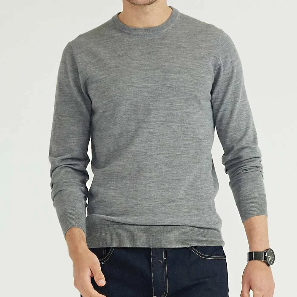 Suéter Pullover Premium de Lana Merino para Hombre - Cuello Redondo Invierno