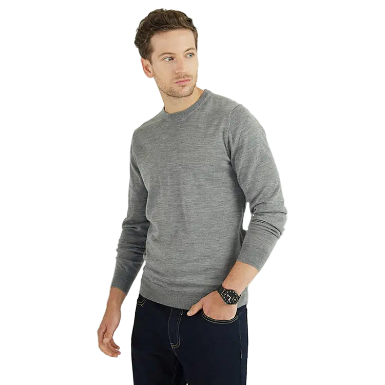 Suéter Pullover Premium de Lana Merino para Hombre - Cuello Redondo Invierno