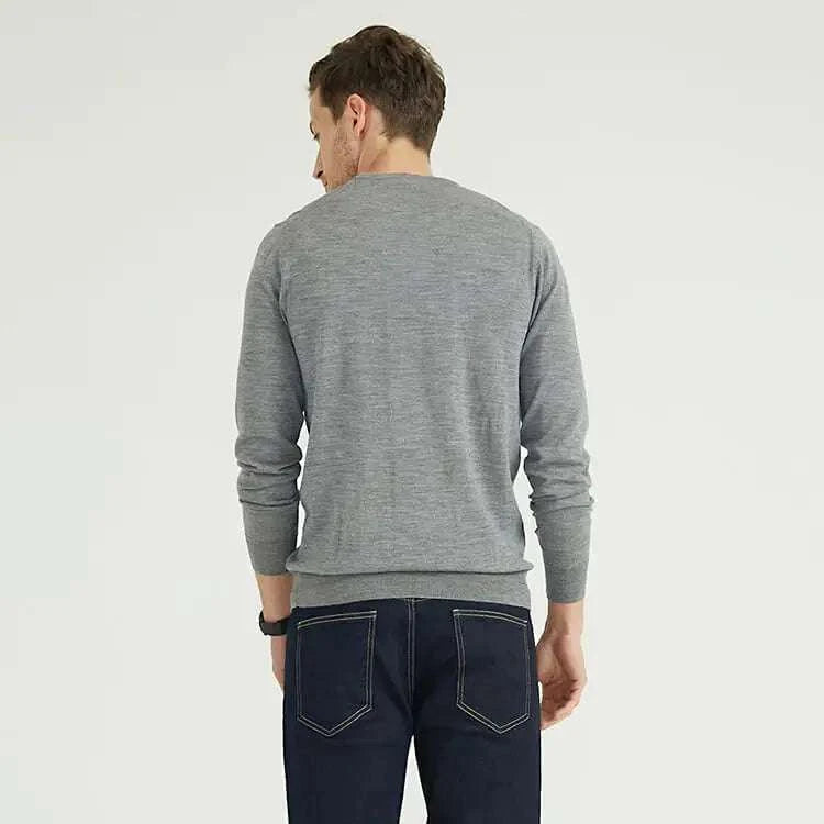 Suéter Pullover Premium de Lana Merino para Hombre - Cuello Redondo Invierno