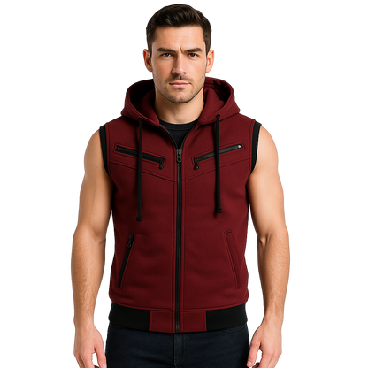 Modelo británico con chaleco burgundy