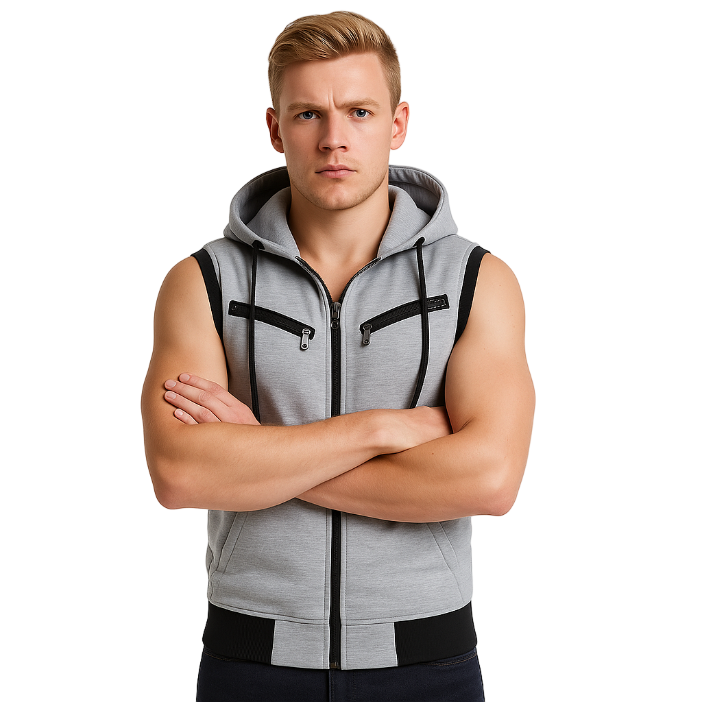 Modelo británico con chaleco gris claro