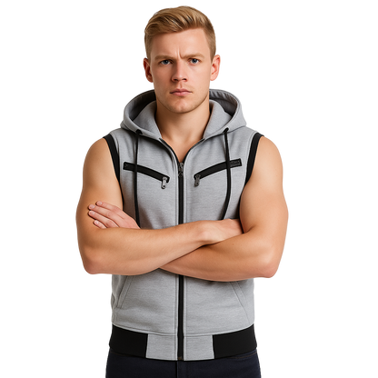 Modelo británico con chaleco gris claro