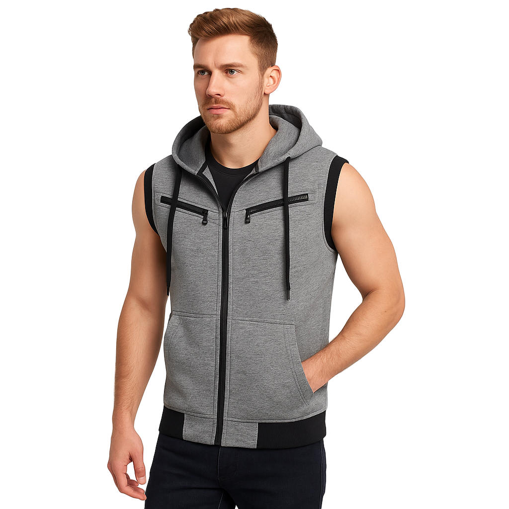 Modelo británico con chaleco gris heather