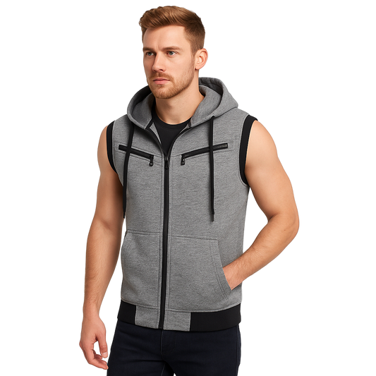 Modelo británico con chaleco gris heather