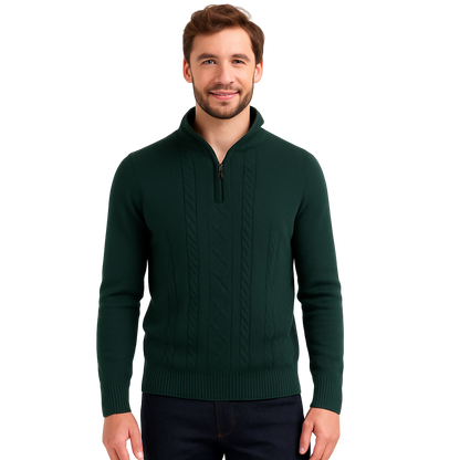 Modelo británico con suéter verde - cuello abierto